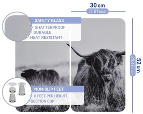 Edzett üveg tűzhely fedőlap szett 2 db-os 30x52 cm Universal Highland Cattle – Wenko