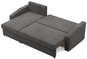 Zeus sarokkanapé, 1 ágyneműtartóval, döntött kartámasz, szövet anyag, univerzális oldal, bonell töltet, szürke