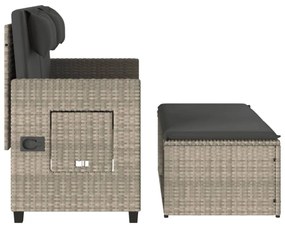 világosszürke polyrattan dönthető kerti pad párnával
