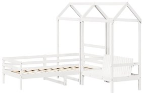 fehér tömör fenyőfa kanapéágy és pad tetővel 80 x 200 cm