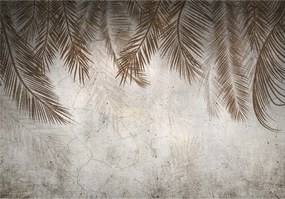 Fotótapéta Pálmalevelek Tollak A Nappali Hálószobájába Beton Loft Bézs 312x219