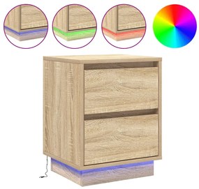 Éjjeli Szekrények LED Fényekkel 2 db Sonoma Tölgy 39x34.5x50 cm