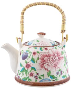 Vintage kerámia teáskanna rózsaszín virág