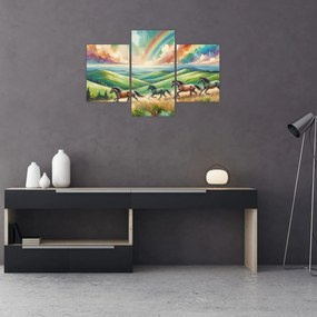 Kép – Vágtázó lovak a tájban (90x60 cm)