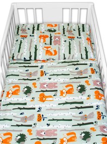 Baby Nellys 2-dílné pamut ágynemű - Állatok az erdőből, khaki 135x100