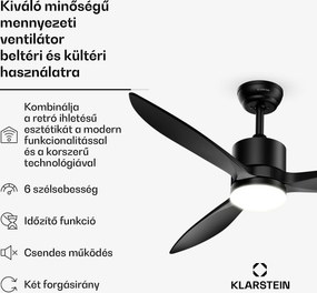 Klarstein SkyBreeze intelligens mennyezeti ventilátor világítással | 132 cm | 27 W | Csendes | LED | Fa