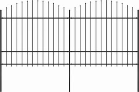 vidaXL fekete acélkerítés lándzsás tetejű szegéllyel 359 x 175 cm