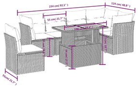 7 részes szürke polyrattan kerti ülőgarnitúra párnákkal