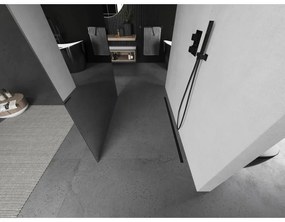 Mexen Kioto, Walk-In zuhanyparaván 110 x 200 cm, 8 mm-es tükörmintás üveg, grafit profil, 800-110-002-66-50