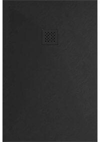 Mexen, Mexen Stone+ brodzik kompozytowy prostokątny 140 x 80 cm, czarny, maskownica czarna - 44708014-B