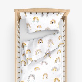 Goldea gyermek pamut ágyneműhuzat kiságyba - festett szivárványok 100 x 135 és 40 x 60 cm