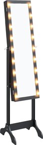 vidaXL fekete szabadon álló tükör LED-del 34 x 37 x 146 cm