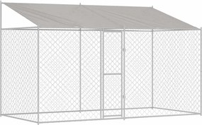 vidaXL Kutya ketrec tetővel Ezüst 400 x 200 x 256 cm Acél és PE