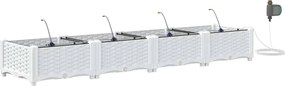 vidaXL Kerti cserép 4 pcs Fehér Acél