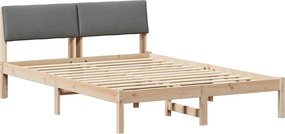 vidaXL Ágykeret barna és sötétszürke 160 x 200 cm Tömör fenyőfa