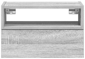 Szürke sonoma falra szerelhető éjjeliszekrény 45x26x28,5 cm