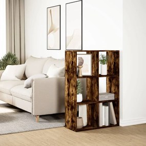 füstös tölgy szerelt fa elválasztó könyvespolc 69,5x29x103,5 cm
