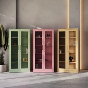 Üveges szekrény AMELIA, 900 x 1850 x 400 mm, Fresh Style: pasztellzöld