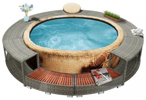 szürke polyrattan jakuzzi-keret