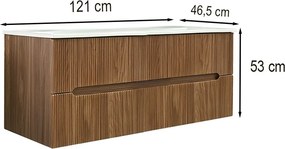 Trent 120 alsó fürdőszobabútor 1 medencés kerámia mosdóval 2 fiókos, sunset tölgy