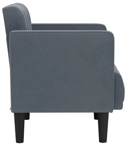 sötétszürke bársony kanapészék karfás szék 53 cm