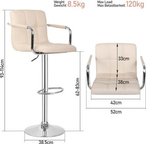 MIADOMODO Bárszék 2 db karfás bézs