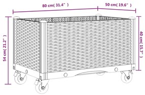 vidaXL kékszürke PP rácsos kerekes ültetőláda 80 x 50 x 54 cm