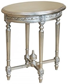 Coline ezüst barokk ovális asztal 65x45x75 cm