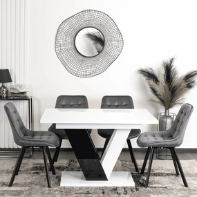 Magasfényű Étkezőasztal Fehér/Fekete Színben. CLARK 120-160 cm