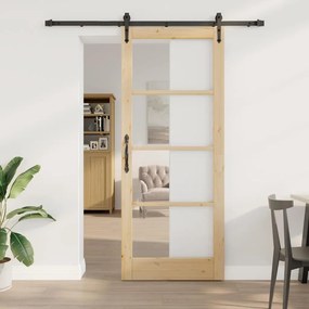 Egyszerű Csúszó Ajtó Barna 86 x 211 cm Fa és fém