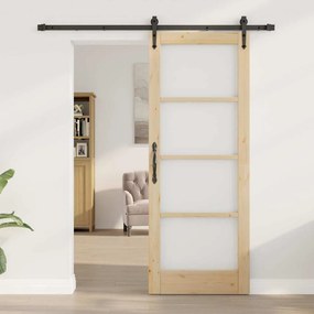 Egyszerű Csúszó Ajtó Barna 78 x 202 cm Fa és fém