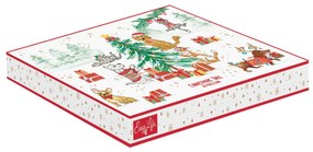 Cicás kutyás karácsonyi porcelán fenyőfa tálca Christmas Gang