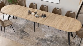 Mazzoni Ovális bővíthető étkezőasztal EXPANSO Craft Arany Tölgy / fekete lábak