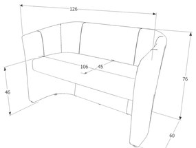 Cuba kanapé, kétüléses, szürke