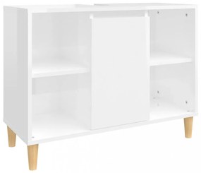 magasfényű fehér szerelt fa mosdószekrény 80 x 33 x 60 cm