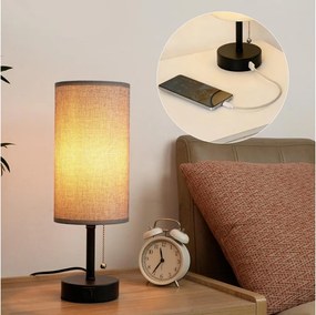 Brilagi - Asztali lámpa USB-porttal TABLON 1xE27/25W/230V fekete/szürke