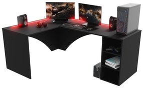 Sarok PC asztal Carbon (fekete) (B)(RGB világítással). 1054965