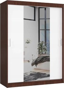 Mono tolóajtós szekrény 150cm wenge-fehér tükörrel Akd