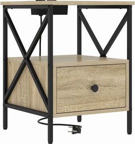 vidaXL Éjjeliszekrény fiókkal Sonoma tölgy 41,5 x 40,5 x 55 cm Faanyag