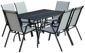 ROJAPLAST ZWMT-83 SET fém kerti asztal, fekete, 6 db székkel