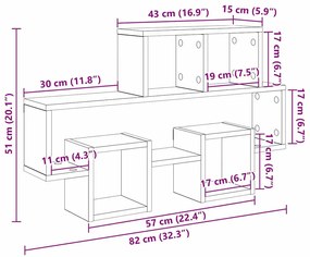 Falpolc polcokkal tárolóval Musta tammi 82 x 15 x 51 cm Faanyag