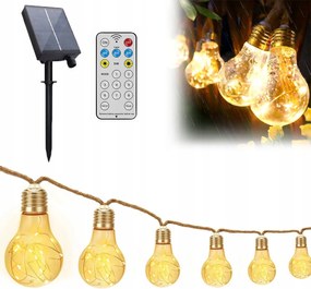 Napelemes Kerti Fényfüzér 20x Led Golyó Izzó 12.5M