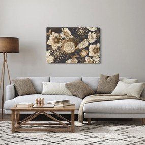 Sötét alapon arany virágok képe (90x60 cm)