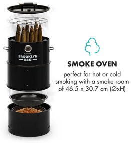 Brooklyn-BBQ, 4-in-1 grillező hordó, Ø 42 cm, acél, porszórt lakkozás