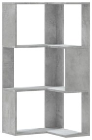 3 szintes betonszürke szerelt fa sarok könyvespolc 50x50x102 cm