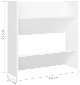 4 db fehér szerelt fa fali cipősszekrény 60 x 18 x 60 cm
