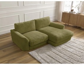 Khaki zsenília sarokkanapé (jobb oldali-heverő résszel) Leonore – Bobochic Paris