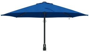 Falra szerelhető kerti napernyő LED-del Azúrkék 248 cm