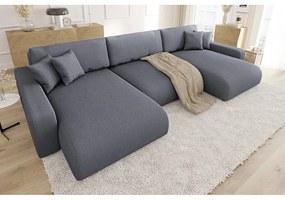 Sötétszürke kordbársony kinyitható tárolóhelyes sarokkanapé Sara – Ropez