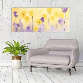 Kép - Lila és sárga virágok (120x50 cm)